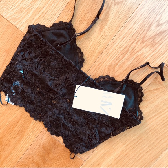 NWT Zara Blogger Fave Black Lace Crop Top - Picture 7 of 8